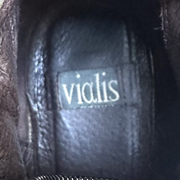 Vialis Ankle Boots 9.5 Green Leather Fairy Fantasy Zip Closure Spool Heel - Picture 7 of 10